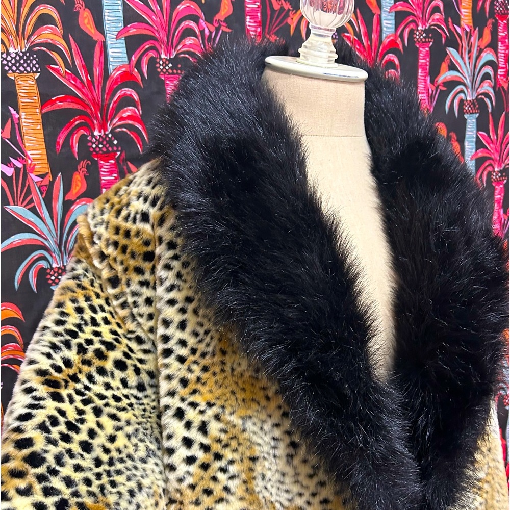 Leopard print fur jacket Y2K vintage excellent condition